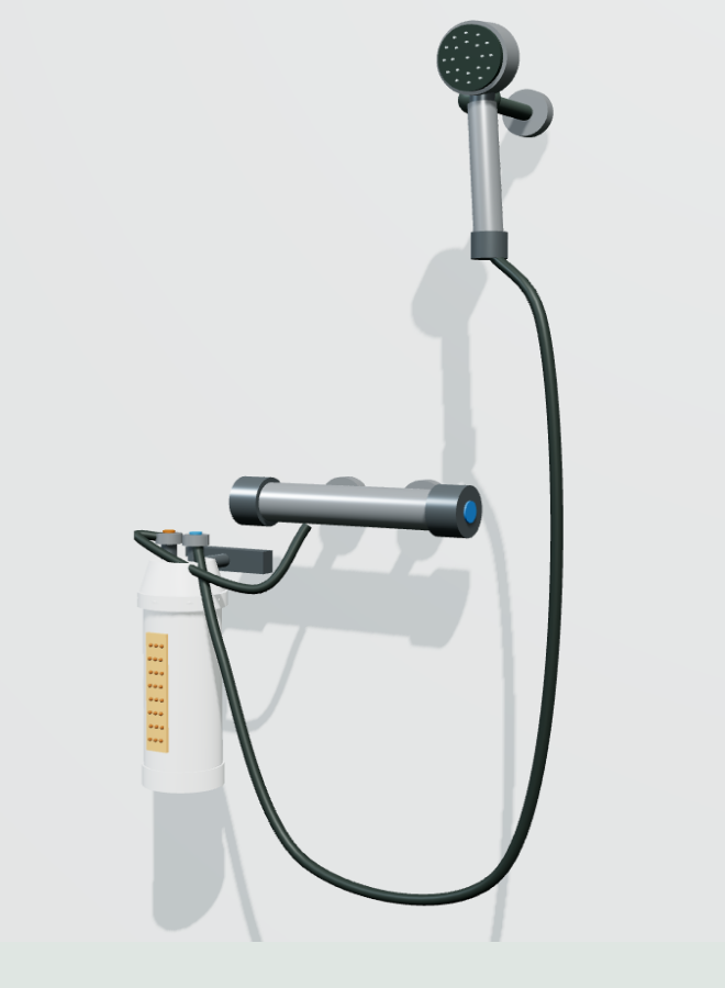 3D shower softener and filter workspace